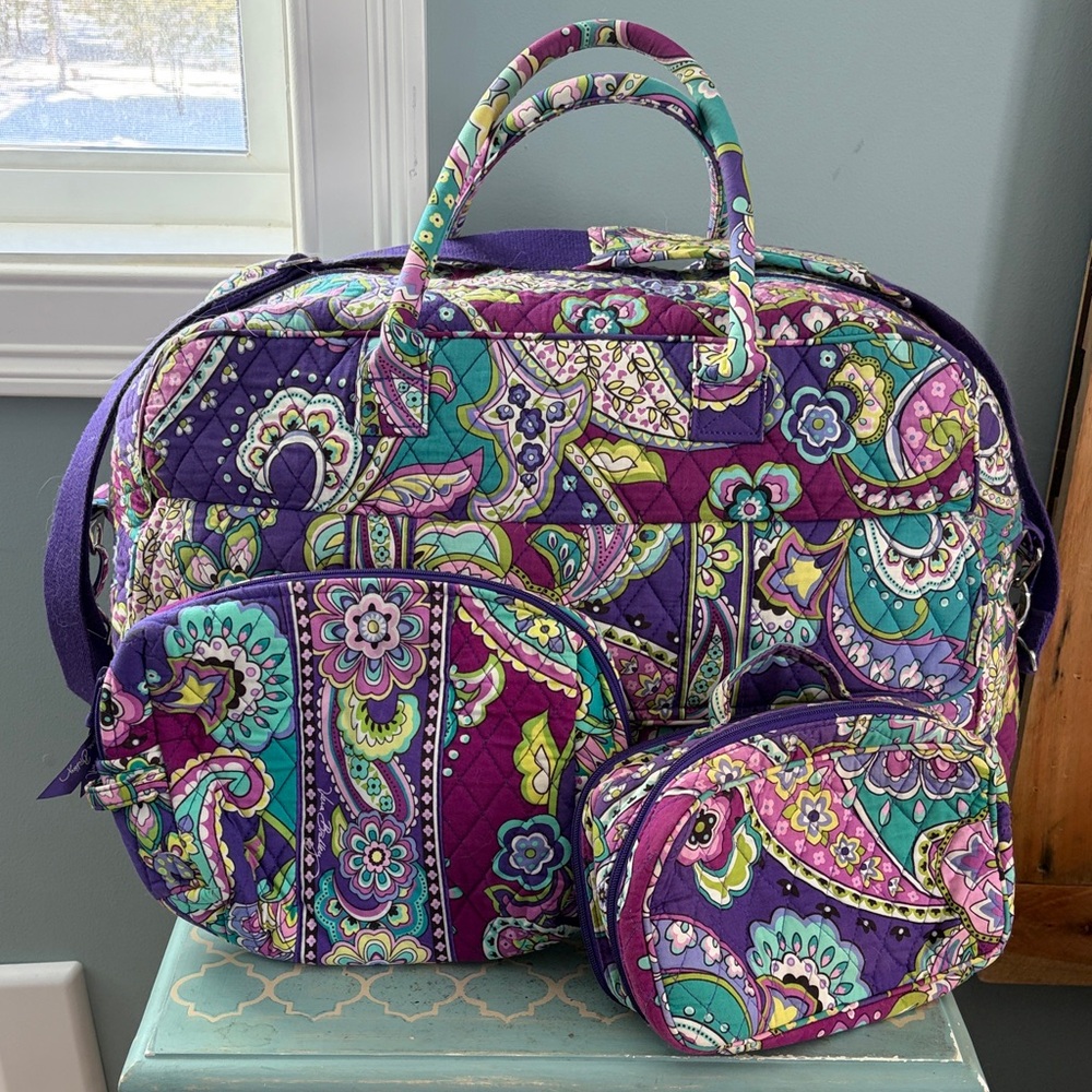 Vera Bradley Purple Paisley Travel Bag Set